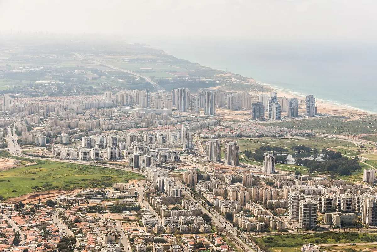 Aerial view of south Netanya, including Agamim and Ir Yamim